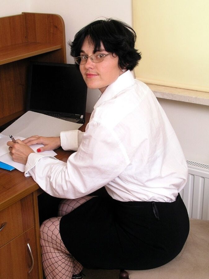 Secretary In Black Fishnets