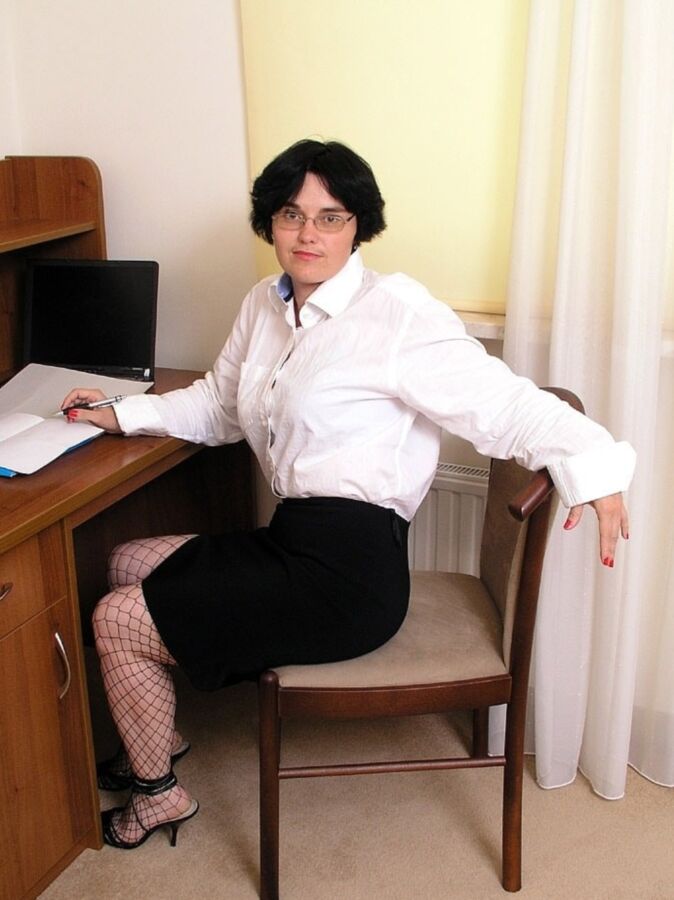 Secretary In Black Fishnets