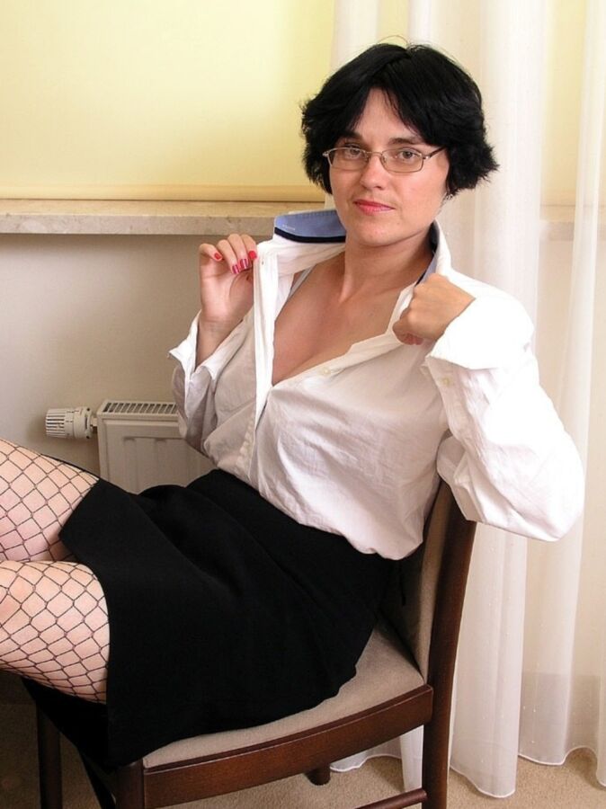 Secretary In Black Fishnets