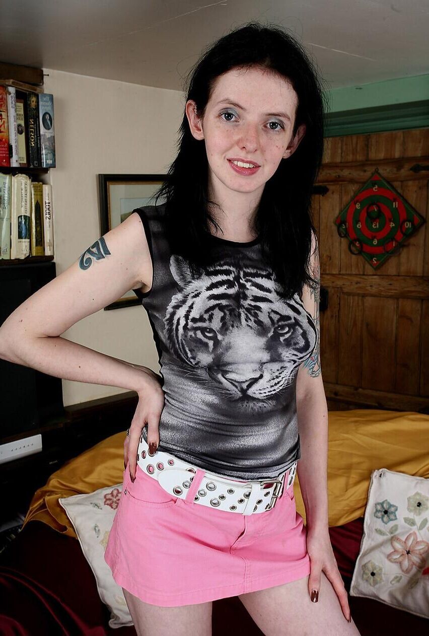 Pretty hairy teen with large tits and pale skin leanne