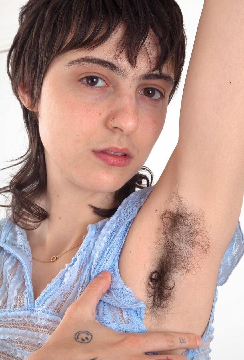 Inked hairy slim punk teen frida