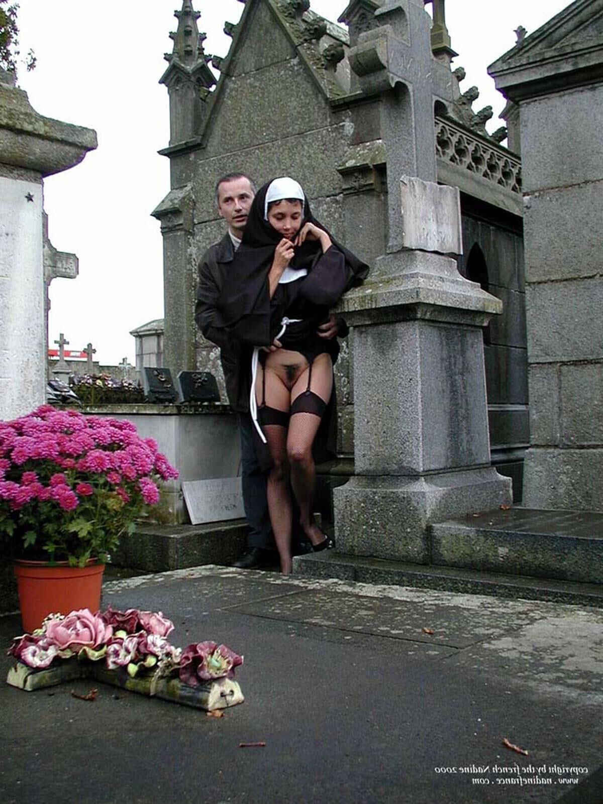French Nadine Sexy French Exhibitionist Cemetery Nun