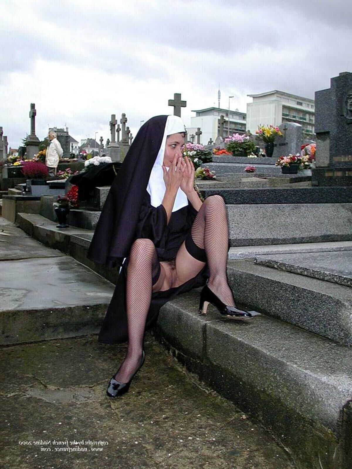 French Nadine Sexy French Exhibitionist Cemetery Nun