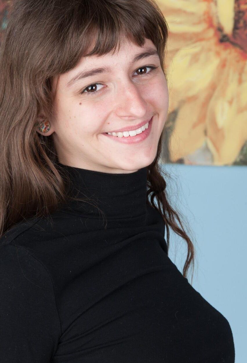 Skinny hairy brunette teen with long hair willow