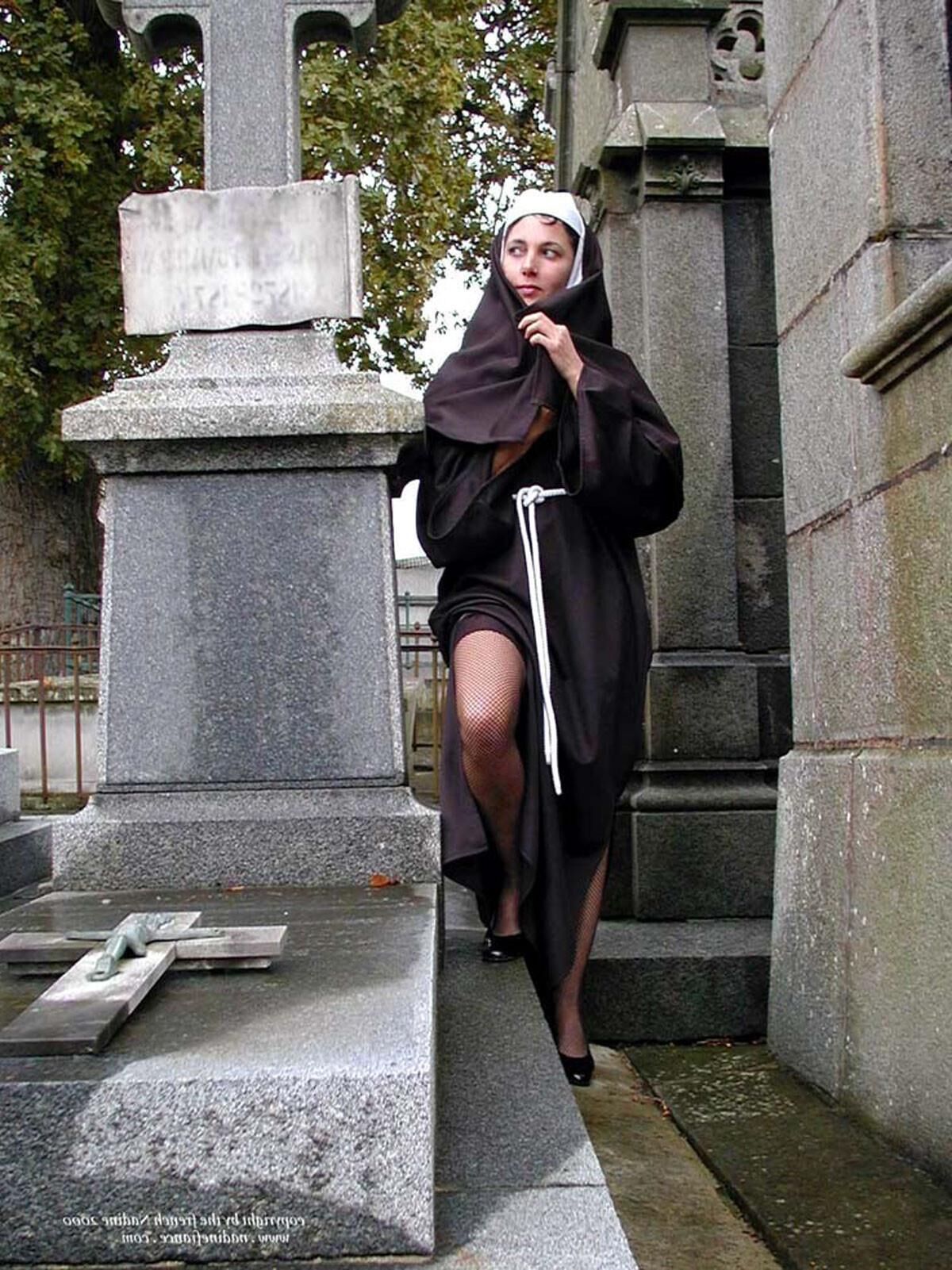 French Nadine Sexy French Exhibitionist Cemetery Nun