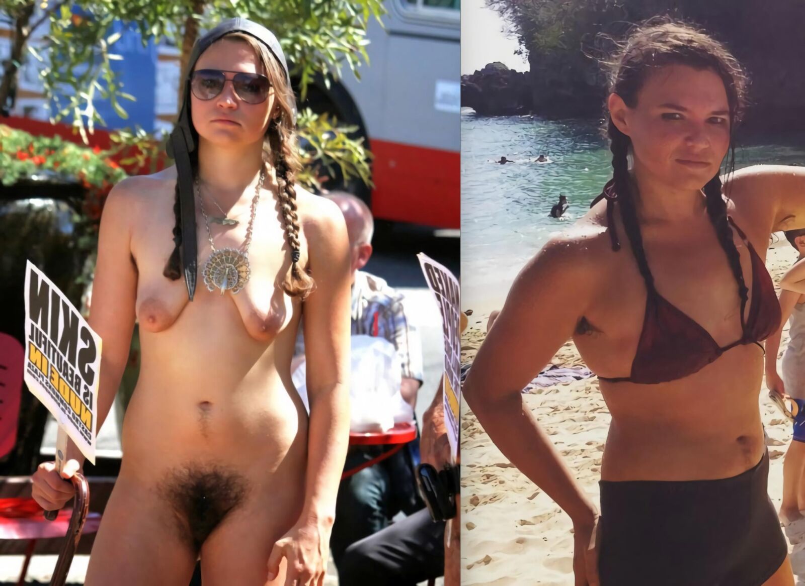 Hippie slut Kelsey nude in public
