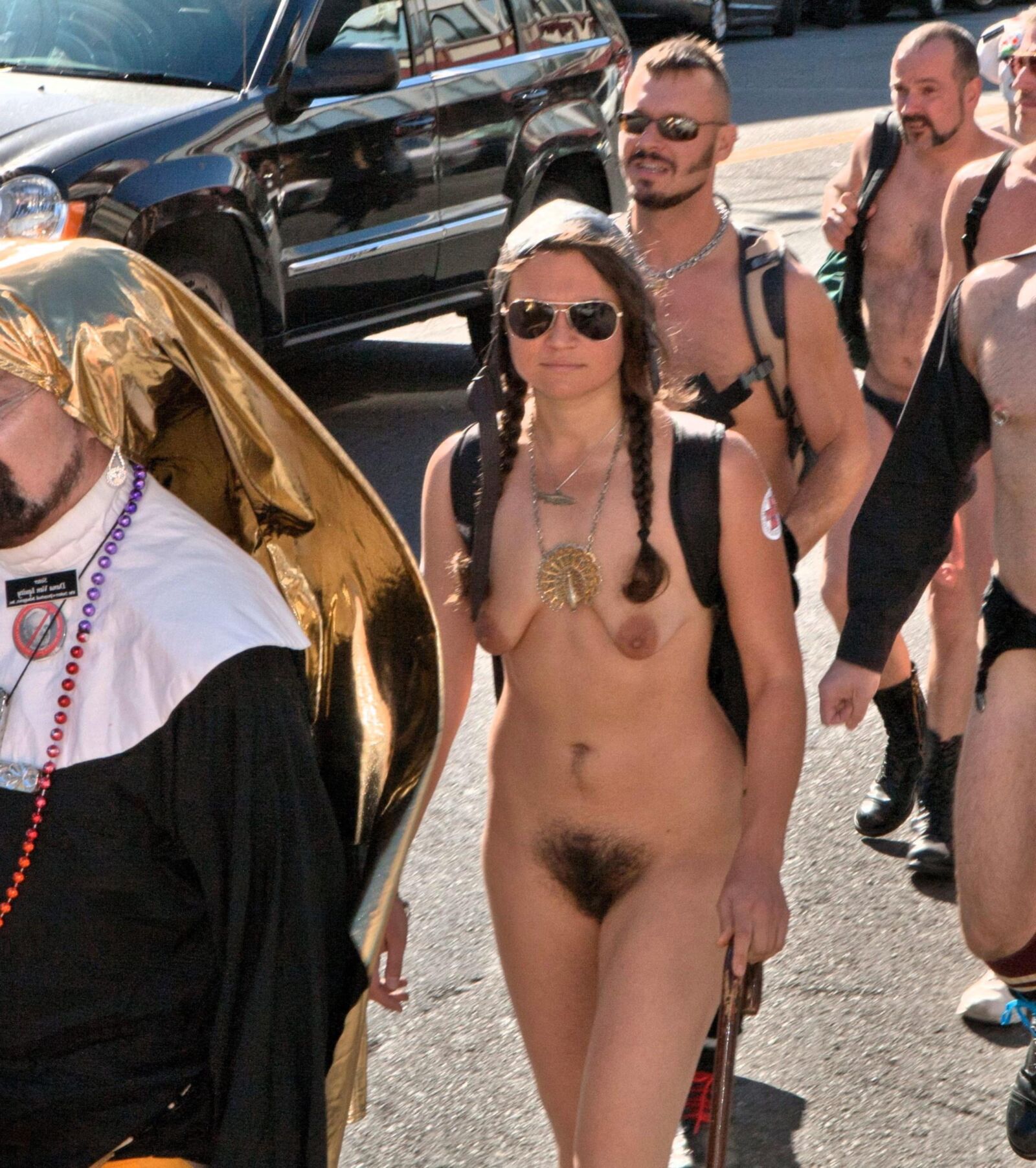Hippie slut Kelsey nude in public