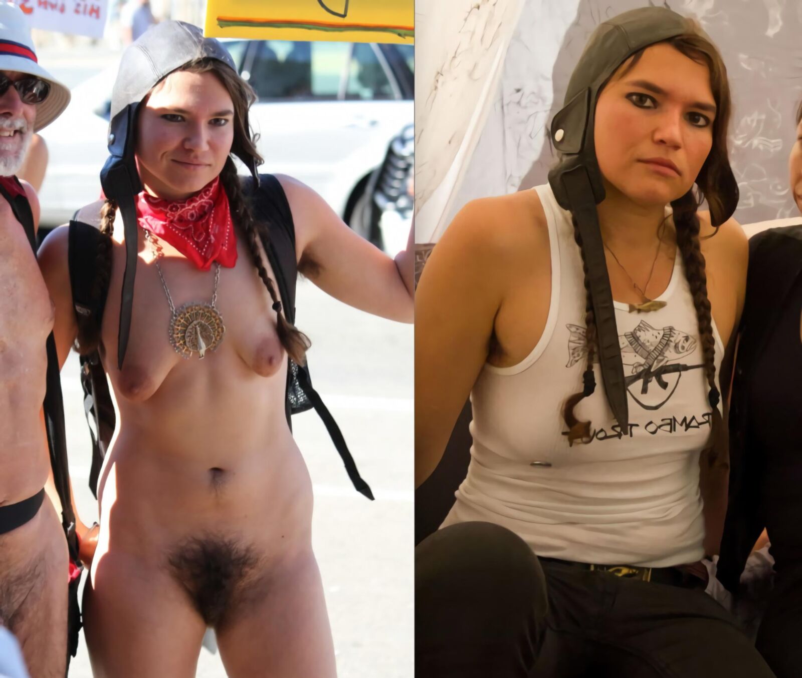 Hippie slut Kelsey nude in public