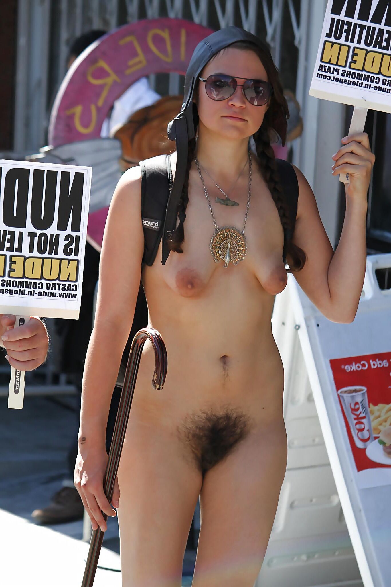 Hippie slut Kelsey nude in public