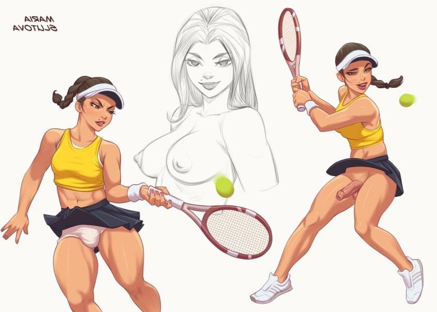 Bottomless tennis babe Maria slutova shemale / female hairy bush