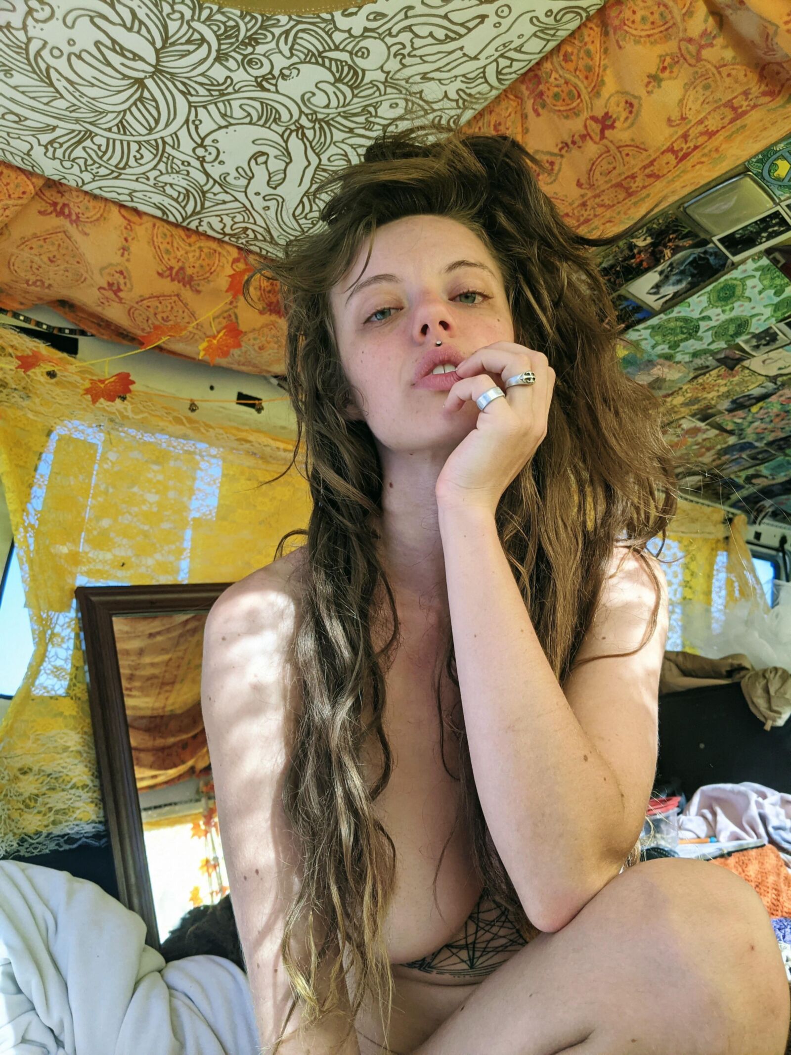 Cute and hairy Hippie slut