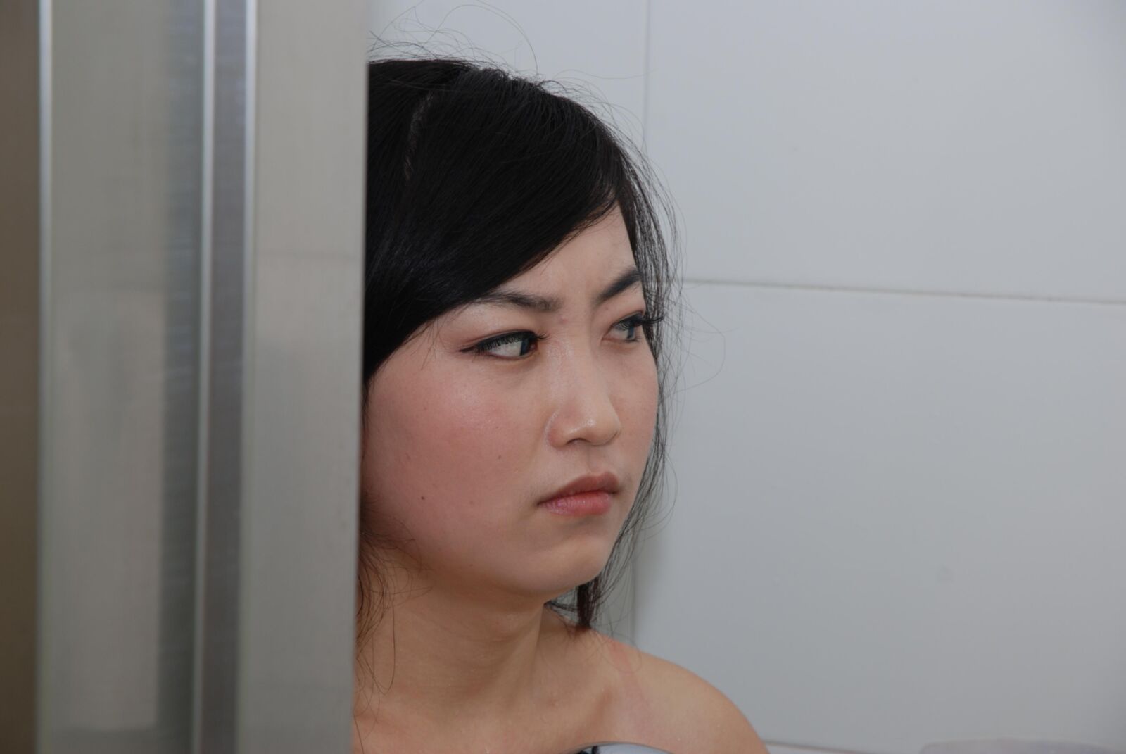 Cute Asian teen hotel spreading 
