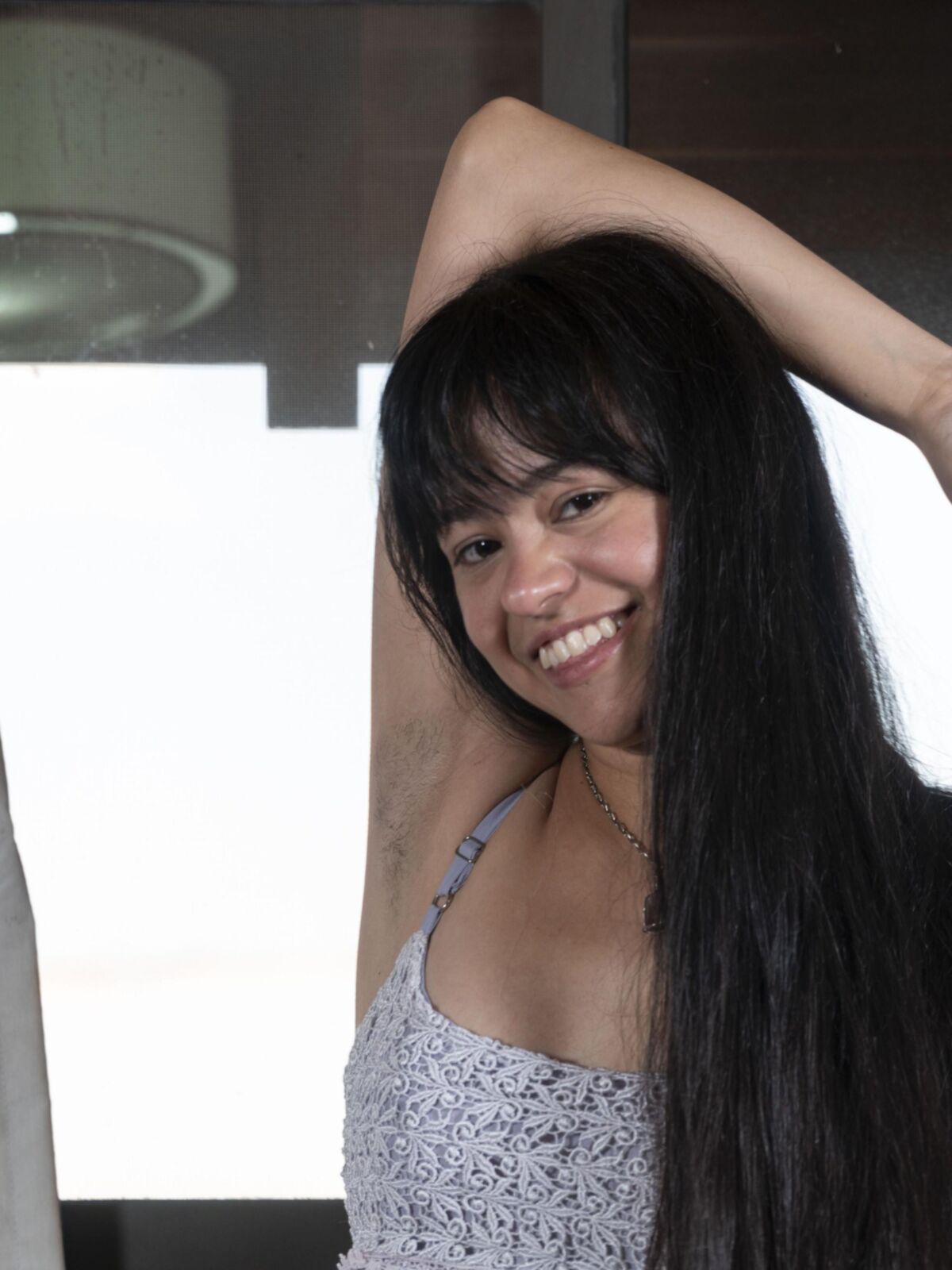 Joaquin Naked in her log house