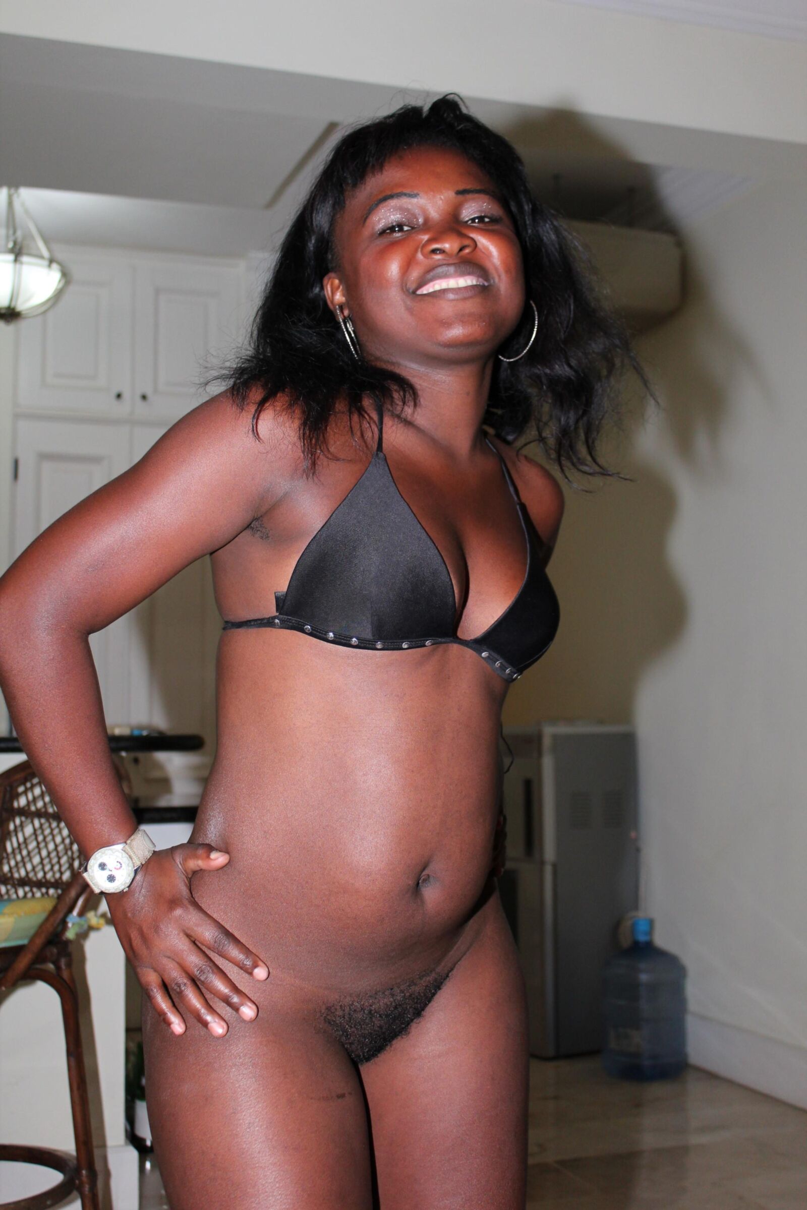 Black Hairy Haitian Honey Loves Being Naked in the Apartment