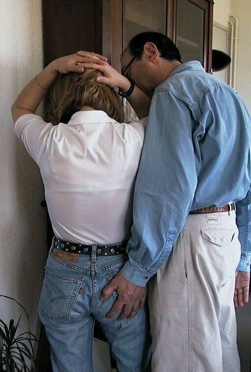 Spank and Shame bushy mature jeans and white top shaving pussy