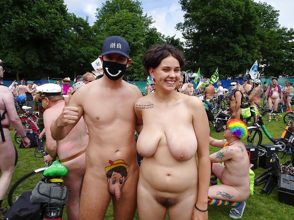Nude biker with great tits and bush WNBR