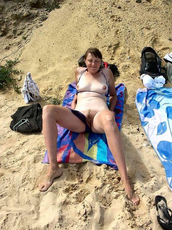 Hairy Wife on the beach