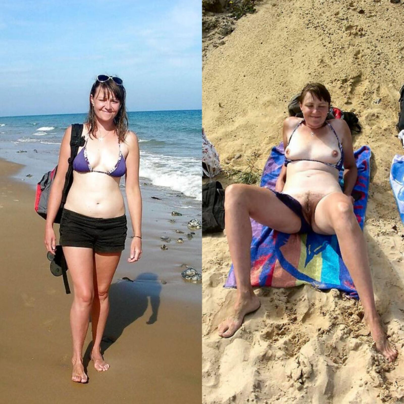 Hairy Wife on the beach