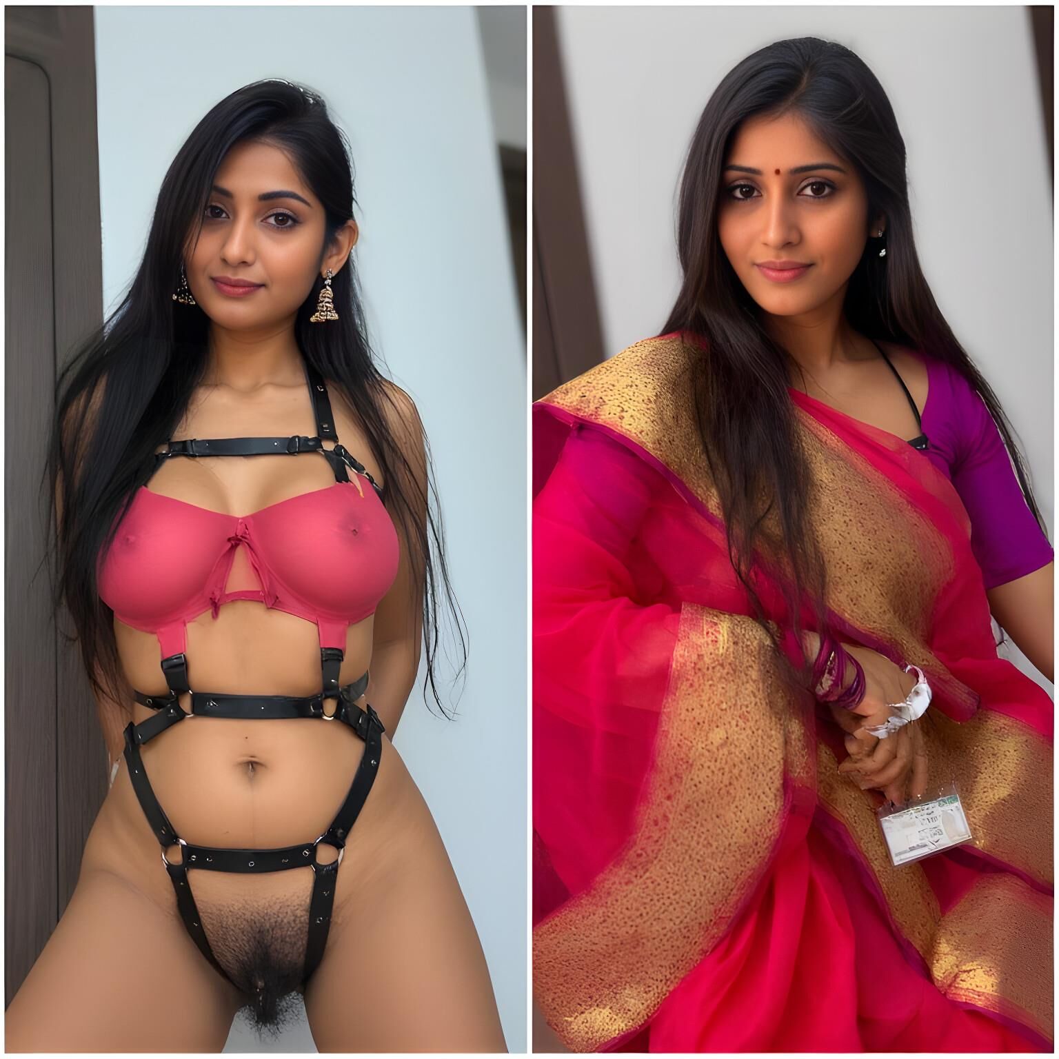 Desi Indian Slut no cargo e em casa